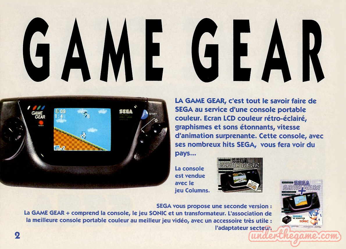 Catalogue SEGA Game Gear 1992 - Liste Des Jeux En Français - Neuf