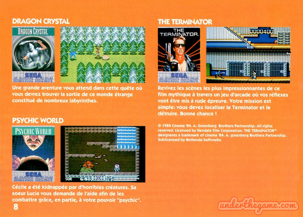 Catalogue Dépliant Pub SEGA Les Jeux Master System 1992