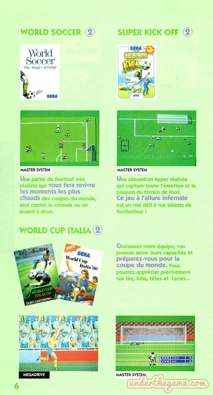 Catalogue Sega 'Les Sports' - 1992 - Version Française (VF) - Neuf