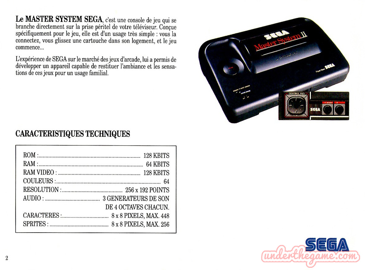 Catalogue SEGA Game Gear 1992, Jeux Français, Neuf