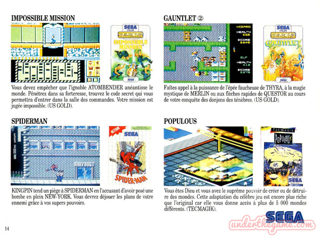 Catalogue Les Sports – Sega – 1992 [VF] - Jeux vidéo