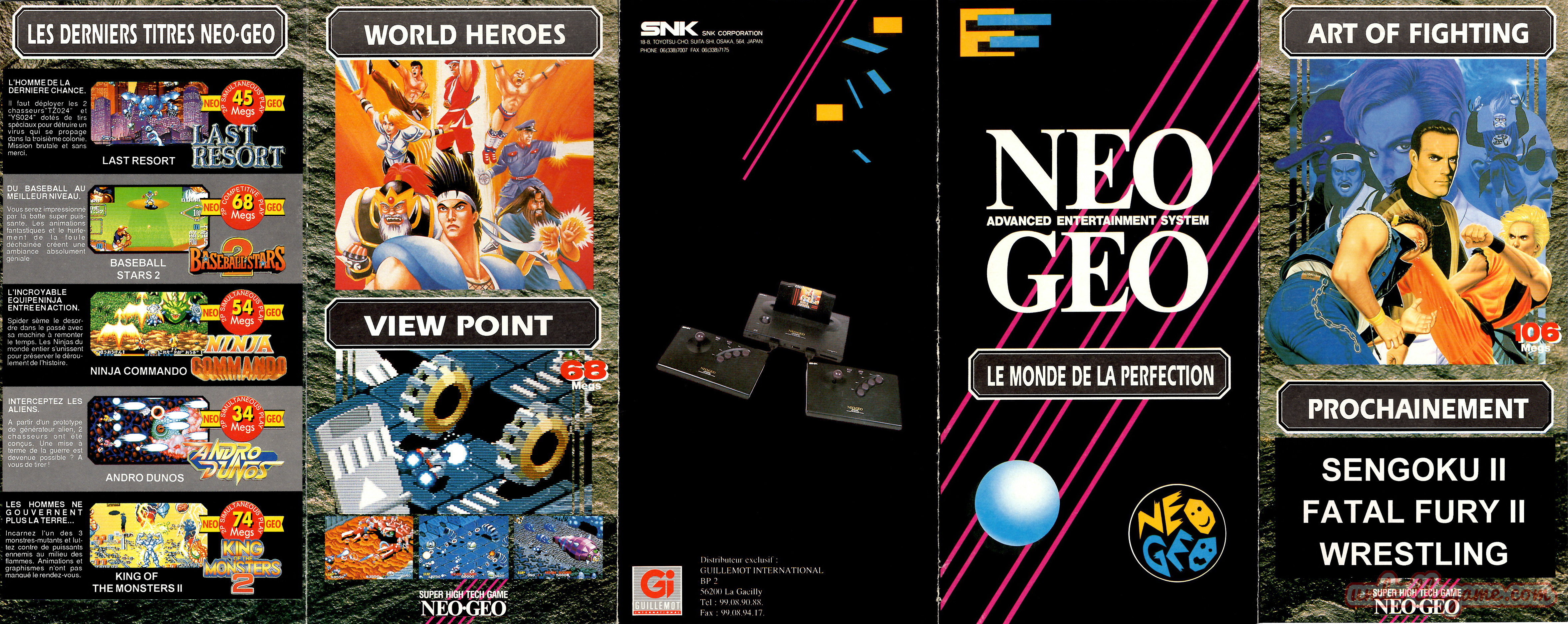 Neo Geo dans la presse (ancien post) - Page 3 Depliant-snk-neo-geo-le-monde-de-la-perfection-1992-recto