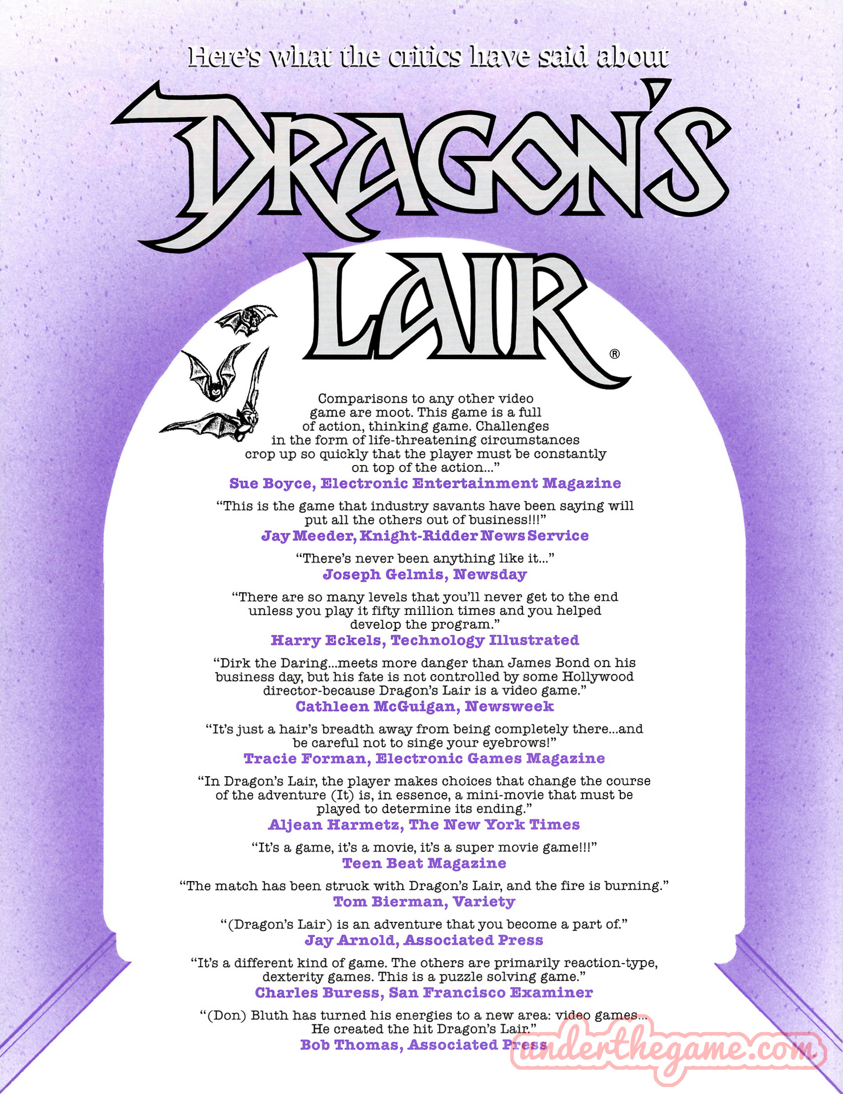 Flyer Dragon S Lair Nintendo 1990 Usa Underthegame Com