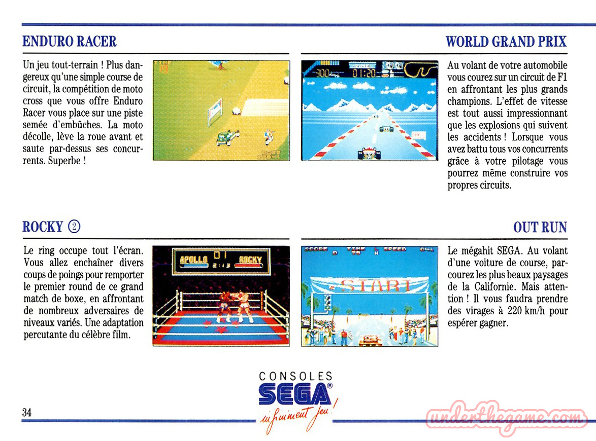 Catalogue Officiel Sega Master System 1990 - Notice Originale & Manuel - Bon État